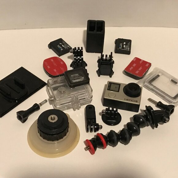 GoPro HERO4 Silver Bundle - Dual Charger 3 Batteries Housing & Mounts (read)